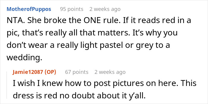 Online discussion about Sweet 16 dress rules, referring to wedding attire color norms.