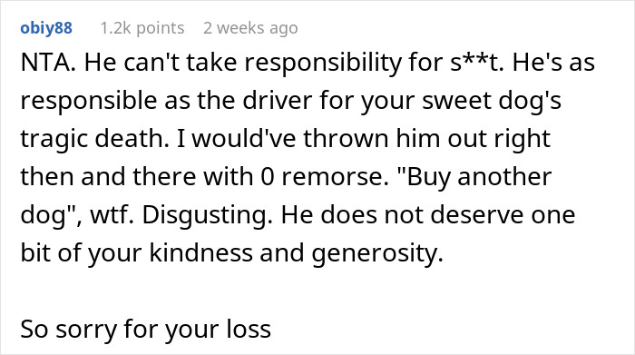 A text comment expressing anger and support in response to a brother-in-law mooching story.