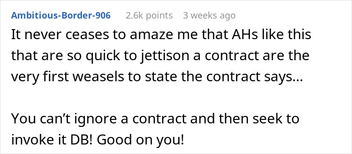 Reddit comment discussing contract issues and revenge after firing.