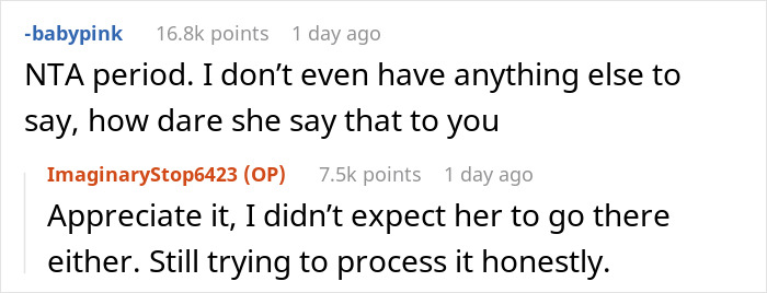 Reddit comment discussion about step-mom teaching teen lesson, receiving unexpected reality check.