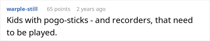 Kids with pogo sticks and recorders, playing energetically, symbolizing a noise concern.