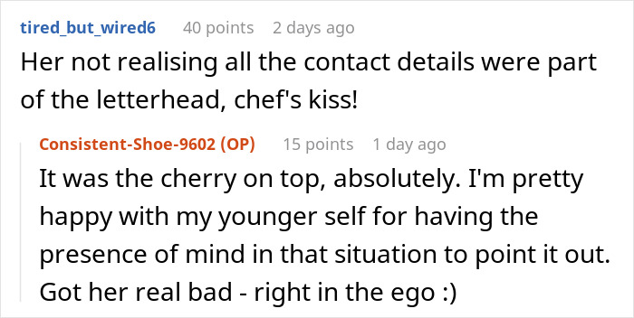 Reddit comments discussing malicious compliance, with users sharing anecdotes about embarrassing an egoistic boss.