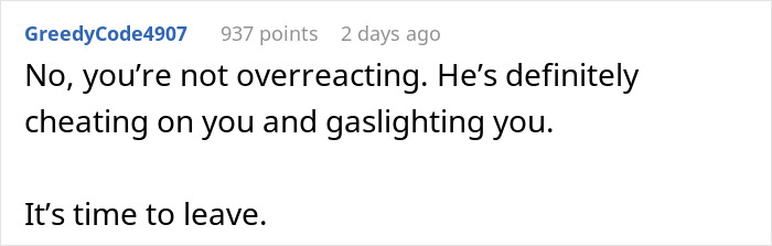 Comment about partner and 'work spouse' photo in sauna, addressing relationship concerns.