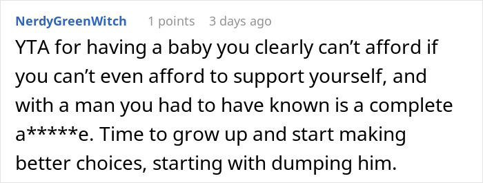 Comment criticizing parenting choices amid newborn's pneumonia battle.