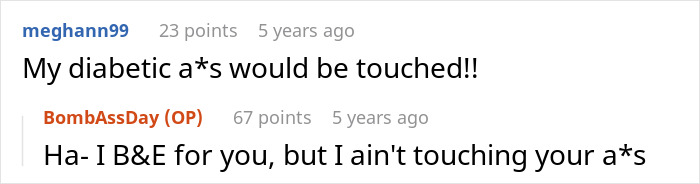 Reddit conversation about diabetes and breaking into a house for insulin.