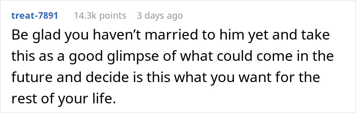 Comment discussing relationship advice regarding a dad returning to work while a newborn battles pneumonia.