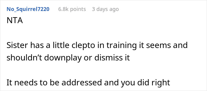 Reddit comment discussing handling a sticky-fingers niece by keeping her toys until stolen trinkets are returned.
