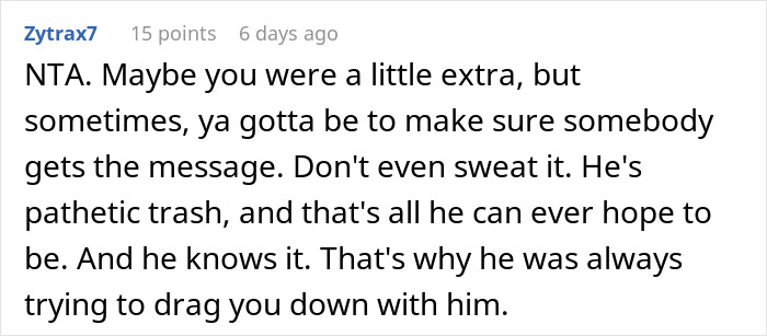 Online comment supporting a woman breaking up with a 'manchild' after a prank goes too far.