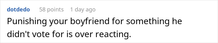 Comment on woman's refusal to visit boyfriend's family due to U.S. tariffs and jokes.