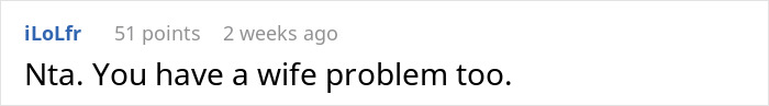 Text comment reading "Nta. You have a wife problem too" related to brother-in-law mooching situation.
