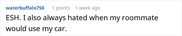 Comment discussing car bills and shared vehicle use. Comment discussing car bills and shared vehicle use.