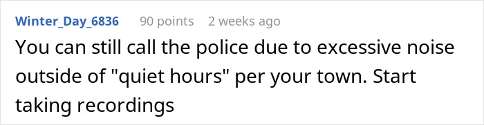 Reddit comment discussing options for dealing with noisy neighbors.