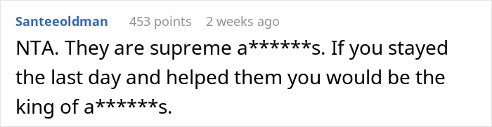 Screenshot of a comment criticizing a company for firing an employee abruptly.