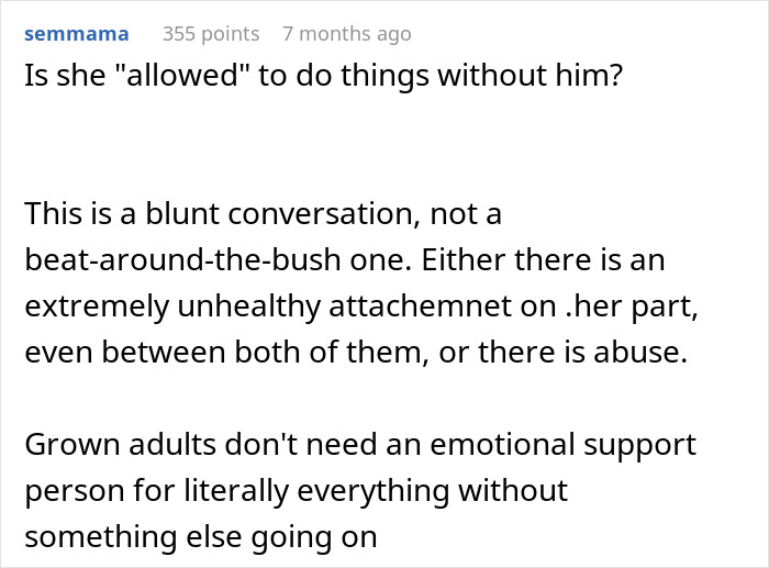 Text post discussing a woman's lack of alone time with her sister due to her boyfriend's constant presence.