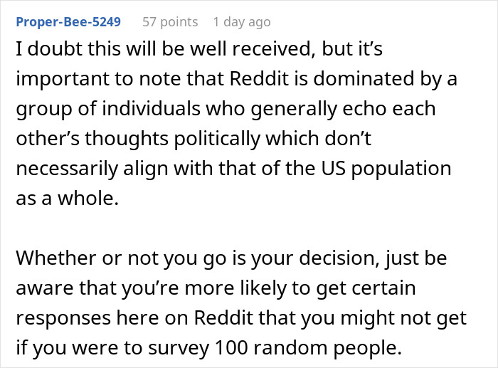 Reddit user comments on the impact of U.S. tariffs and political opinions related to visiting American families.