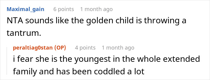 Reddit comments discussing a vegan's reaction to wedding menu changes, mentioning "golden child" and being "coddled.