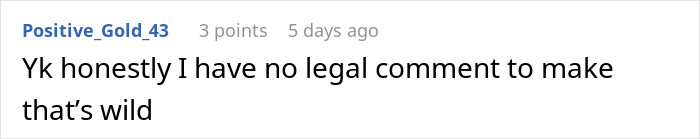 Screenshot of a comment: "Yk honestly I have no legal comment to make that&rsquo;s wild," related to proposal plans.