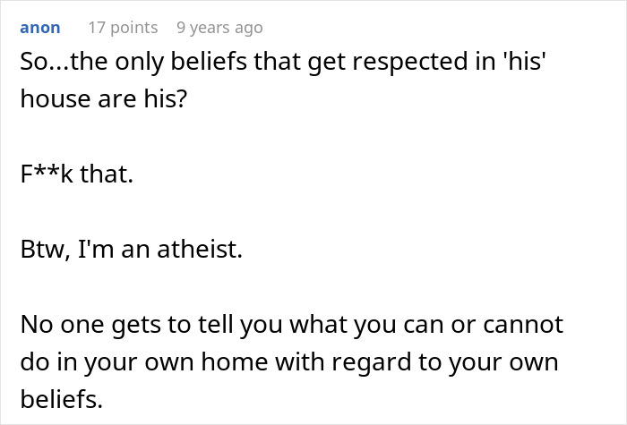 Text exchange questioning belief respect in relationships over religion.