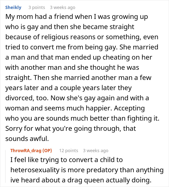 Text from Reddit comments discussing gay marriage and religious beliefs. Text from Reddit comments discussing gay marriage and religious beliefs.