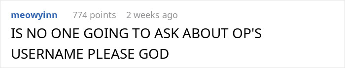 Comment questioning OP's username amidst a hygiene discussion. Comment questioning OP's username amidst a hygiene discussion.