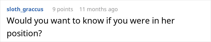 Reddit comment discussing whether to reveal an affair used apartment.