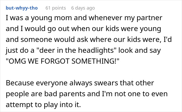 Text from an online forum discussing parenting experiences and perceptions of neglect.