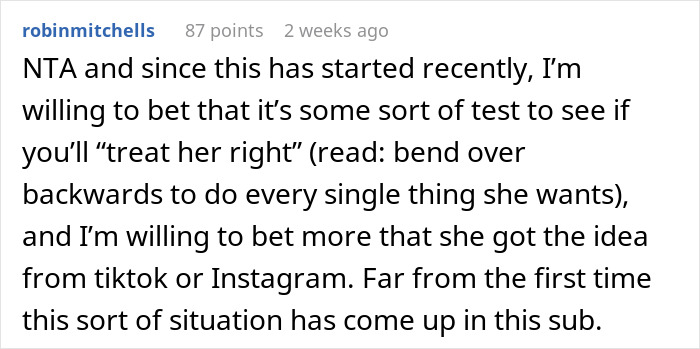 Comment discussing relationship dynamics and expectations about making coffee "right. Comment discussing relationship dynamics and expectations about making coffee "right.