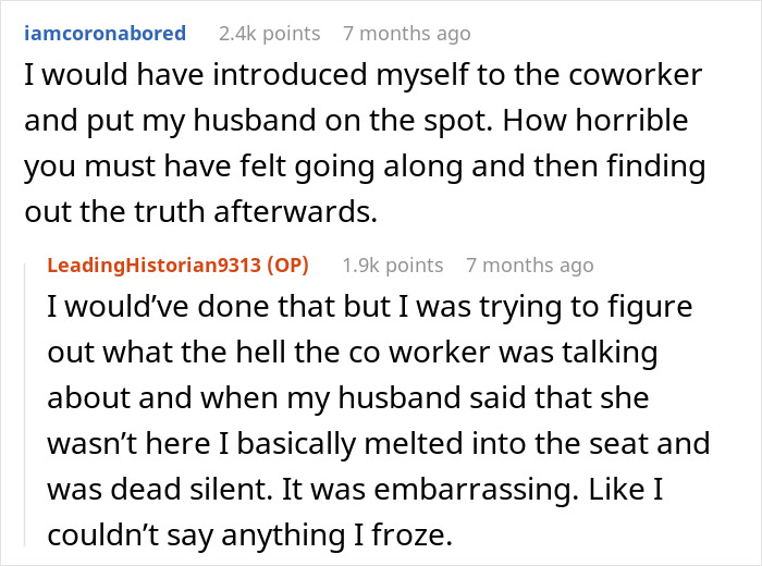Reddit comments on confronting a husband about his wife.