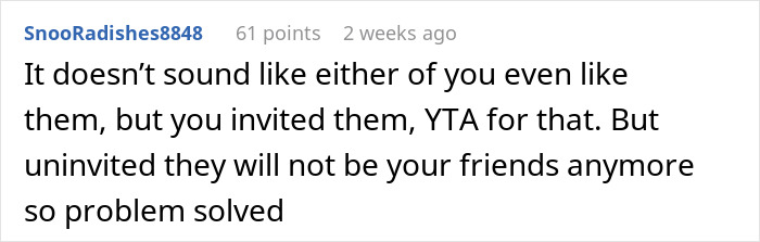 Reddit post commenting on couple's issue with friends' unruly kids and friendship dilemma.