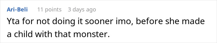 Comment discussing criminal record warning to pregnant wife.