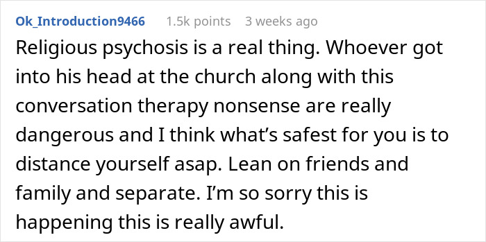 Comment discussing religious influence on views of gay marriage. Comment discussing religious influence on views of gay marriage.