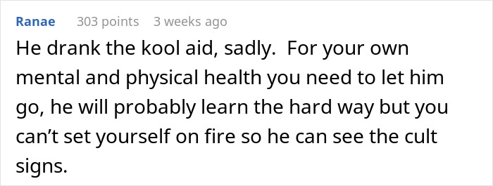 Comment discussing a man's realization of sinfulness in gay marriage influenced by a new church. Comment discussing a man's realization of sinfulness in gay marriage influenced by a new church.