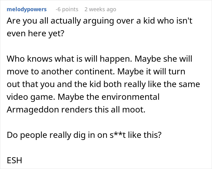 Text exchange about responsibility over an unborn child, with skepticism towards taking on a parental role.