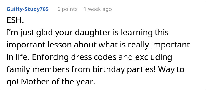 Comment on mother siding with daughter over Sweet 16 party rules.