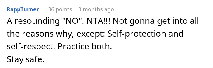 Reddit comment supporting refusal to be the family ATM, stressing self-protection and self-respect. Reddit comment supporting refusal to be the family ATM, stressing self-protection and self-respect.