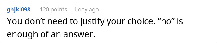 Comment advising to say "no" about stepsiblings care expectations.