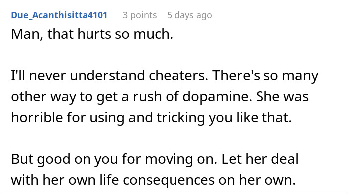 Reddit comment expressing sympathy and discussing betrayal and moving on after proposal plans fall through.