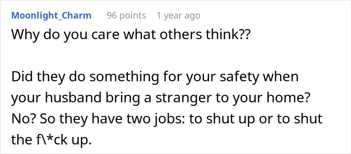 Reddit comment discussing relationship and job ultimatum from husband.