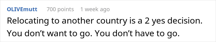 Comment on relocating to India acknowledges joint decision in relationships.