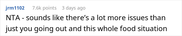 Comment discussing relationship issues related to refusing to sleep on the couch.