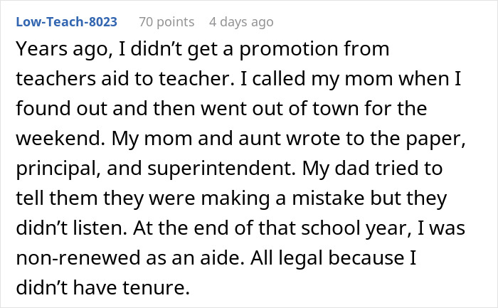 Text about a daughter being mortified as her mom writes to the paper about her shattered dreams and job issues.