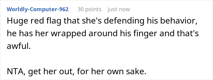 Reddit comment criticizing fake proposal prank, urging intervention in toxic behavior.