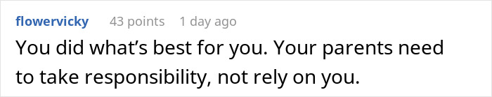 Comment supporting moving in with grandparents for responsibility reasons. Comment supporting moving in with grandparents for responsibility reasons.