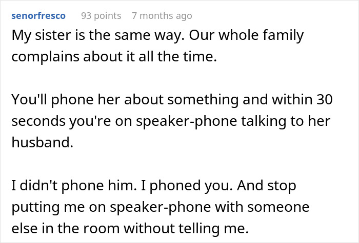 Text from an online forum about a woman frustrated with her sister's constant phone habits.
