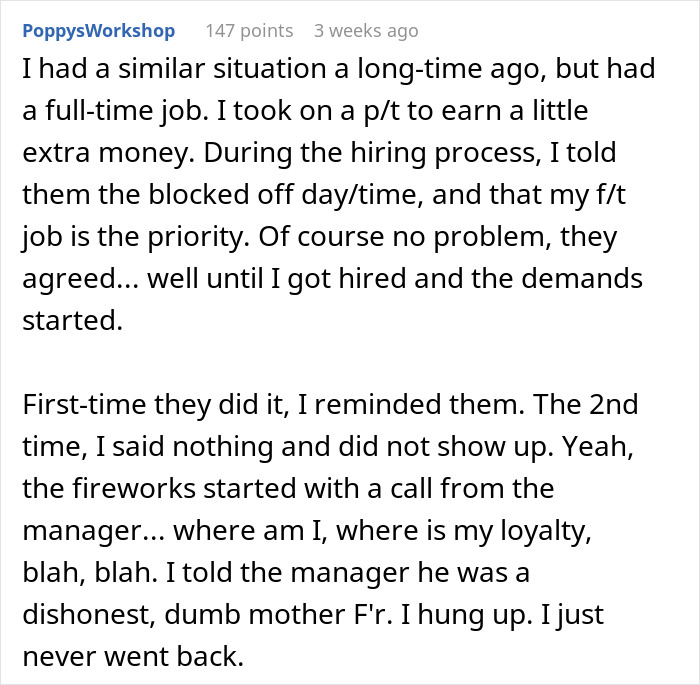 Text post about experience of being fired and taking petty revenge.