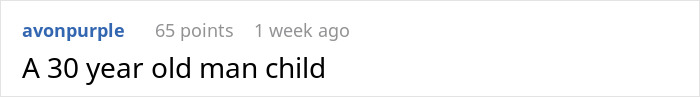 Reddit comment describing a "30 year old man child".