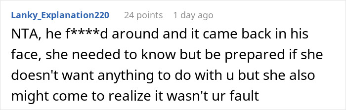 Comment on AITAH post discussing neighbor's husband and relationship advice.