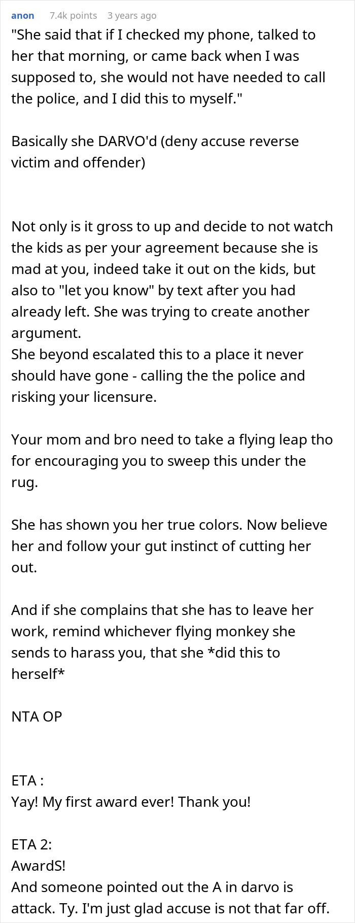 Text conversation about reporting child abandonment to police, involving family drama.