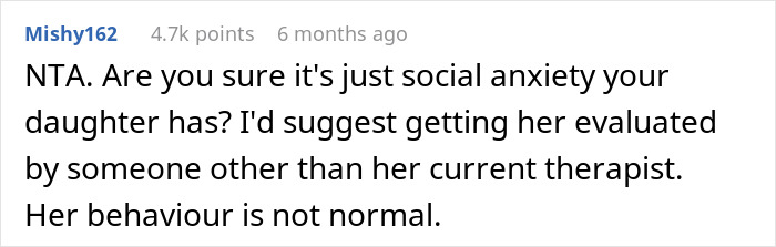 Comment discussing evaluation for social anxiety after incident involving lady's dog.