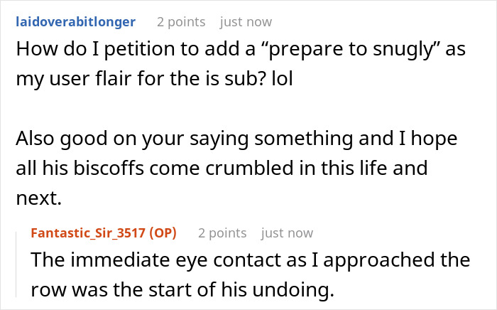 Reddit comments about guilt-tripping a woman by making men move for her seat; humorous user reactions.